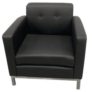 Black Vinyl Club Chair W/ Chrome Legs
