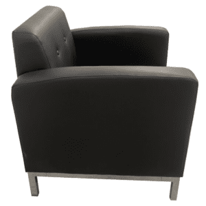 Gallery Black Vinyl Club Chair W/ Chrome Legs
