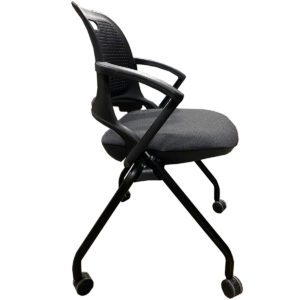 Gallery Allsteel Nesting Chairs Black Plastic Back With Grey Upholstered Seat