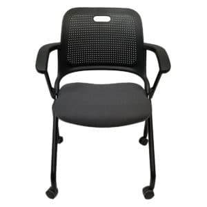 Gallery Allsteel Nesting Chairs Black Plastic Back With Grey Upholstered Seat