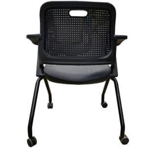 Gallery Allsteel Nesting Chairs Black Plastic Back With Grey Upholstered Seat