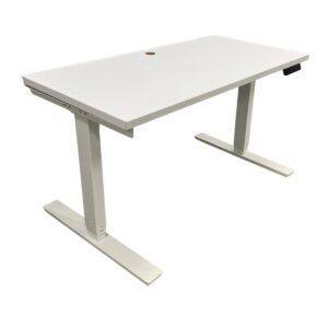 48" W White Height Adjustable Desk W/ White Legs