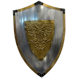 Used Medieval Decorative Shield with Double-Headed Eagle Crest