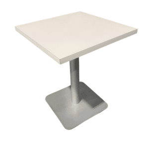 24" W White Laminated Break-Room Table W/ Silver Square Base