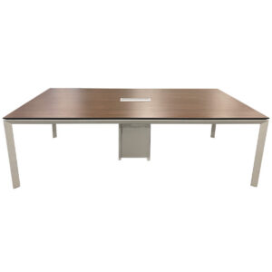 Used Watson 95.5" Conference Table with Power The Used Watson 95.5" Conference Table with Power provides a spacious worksurface for meetings, presentations, and collaborative discussions. Featuring a rectangular tabletop, integrated power access, and a metal frame with four legs, this table supports everyday use in professional meeting environments. Integrated tabletop power access for connecting electronic devices  Rectangular worksurface with a woodgrain finish Metal frame with four legs for support and stability Dimensions: 95.5" W × 47.5" D × 29.5" H Recommended Use: Mainly for commercial use. Recommended for conference rooms, boardrooms, executive meeting spaces, and collaborative office environments.