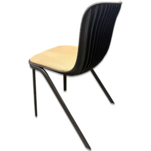 Gallery Used Black Ribbed Back Guest Chair with Tan Upholstered Seat