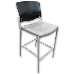 Used National Tag Series Grey Bar Stool W/ Espresso Back The Used National Tag Series Grey Bar Stool with Espresso Back provides comfortable seating for cafés, breakrooms, collaborative spaces, and bar-height meeting tables. Its molded seat and back are supported by a durable steel frame with an integrated footrest, making it a practical choice for everyday commercial use. Espresso wood seat back Gray fabric upholstered seat Silver powder-coated metal frame Armless, bar-height design Dimensions: 19.5" W × 22" D × 43" H Mainly for commercial use, this used National Tag Series bar stool is ideal for employee breakrooms, cafés, collaborative workspaces, training rooms, bar-height counters, and standing meeting areas.