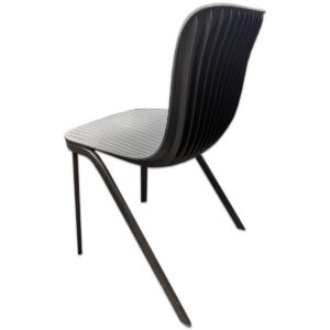 Gallery Used Black Ribbed Plastic Guest Chair – Armless