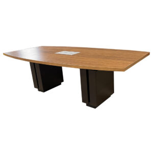 Used 96"W Walnut Zira Conference Table W/ Power  Used Zira conference table featuring a walnut laminate top, integrated power module, and dual panel bases. Designed to support team meetings, presentations, and collaborative work sessions. Walnut laminate conference top Integrated power/data access module Dual panel base design Commercial-grade construction Dimensions: 96"L × 48"W × 30"H Perfect for conference rooms, meeting spaces, and executive offices.