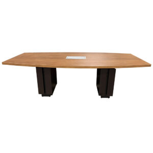 Gallery Used 96"W Zira Boat Shaped Conference Table W/ Power - Walnut / Black Base