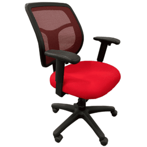 Raynor Task Chair W/ Mesh-Back & Red Upholstered Seat