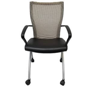 Gallery 99 Grey Mesh Back With Black Vinyl Seat Nesting Chair On Casters