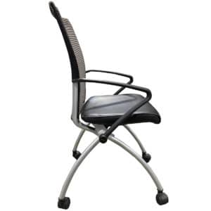 Gallery 99 Grey Mesh Back With Black Vinyl Seat Nesting Chair On Casters