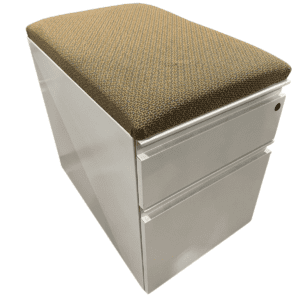 Kimball White Mobile Box, File Pedestal W/ Cushion Topper