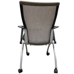 Gallery 99 Grey Mesh Back With Black Vinyl Seat Nesting Chair On Casters