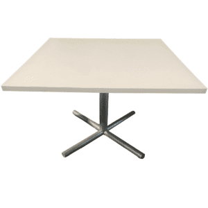 42" W White Laminated Break-Room Table W/ Silver "X" Base