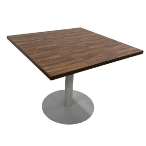 36" W Modern Walnut Square Breakroom Table W/ Silver Base