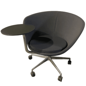 Black Upholstered Mobile Chair W/ Tablet Arm