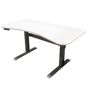 Used 60" W Curved Worksurface W/ Varidesk Height Adjustable Base Dimensions: 60" W x 30"D x25.5"-50.5"H