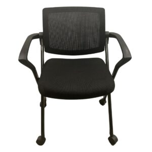 Gallery OTG Mesh-Back Nesting Chair W/ Arms In Black On Casters