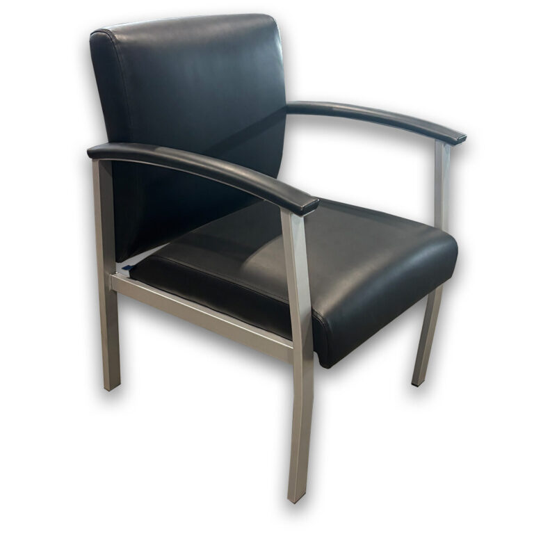 Used Uline Downtown Guest Chair – Black Vinyl with Gray Frame