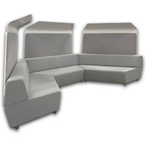 Gallery Used Grey Circular Lounge Booth with Overhead Canopies (3 Piece Set)