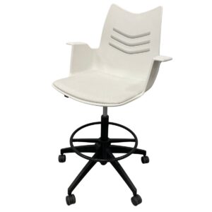 National White Stool W/ White Cushion Seat & Black Base