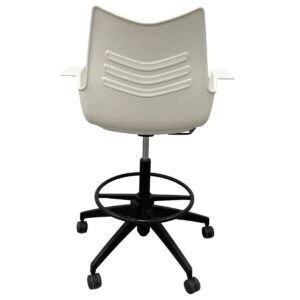 Gallery National White Stool W/ White Cushion Seat & Black Base