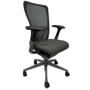 Haworth Zody Series Task Chairs Black Mesh Back With Green Upholstered Seat