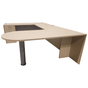72" W Maple Laminated Peninsula U-Shape Desk W/ Box Box File Pedestal