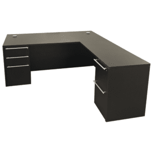 Espresso Laminate L-shape Double Pedestal Desk RH