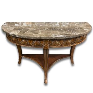 Used 48" W Traditional Marble-Top Sofa Table with Ornate Wood Frame