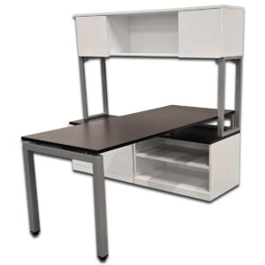 Used 72"W Two-Tone L-Shape Desk With Hutch – White & Espresso