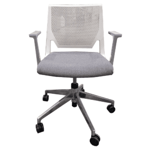Haworth Very White Mesh Back W/Dark Grey Upholstered Conference Chair
