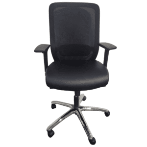 Hon Black Mesh-Back Task Chair W/ Chrome Base/ Vinyl Seat/ Lumbar