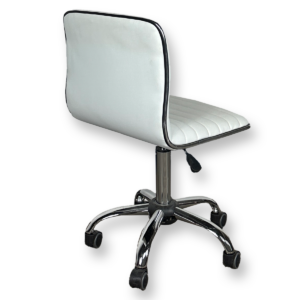 Gallery Used White Fabric & Chrome Armless Conference Chair