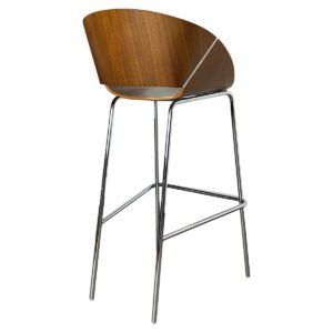 Gallery Used Walnut Laminated Bar Height Stool With Polished Metal Frame