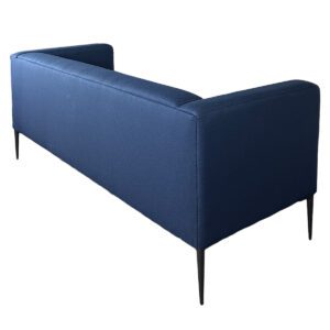 Gallery Used AIS Chic 3-Seater Sofa In Blue Upholstery W/ Black Metal Legs