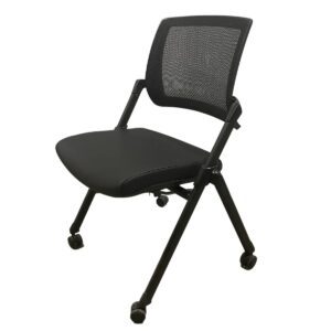 Kimball Mesh-Back Nesting Chair On Casters In Black