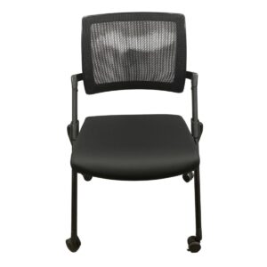 Gallery Kimball Mesh-Back Nesting Chair On Casters In Black