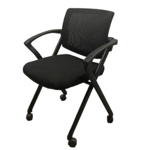 OTG Mesh-Back Nesting Chair W/ Arms In Black On Casters