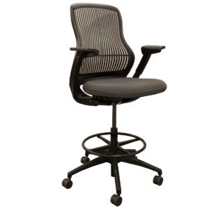 Knoll Generation Task Chair W/ Grey Upholstered Seat, Grey Frame & Chrome Base