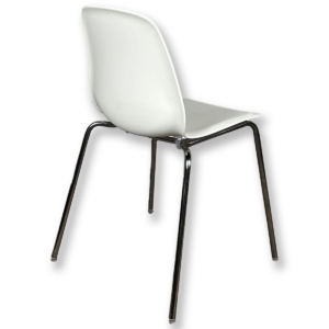 Gallery White IKEA Side Chair W/ Polished Metal Frame