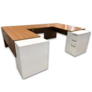 Gallery Used 71" W Group Lacasse U-Shape Desk W/ Double Pedestal - Modern Walnut / White