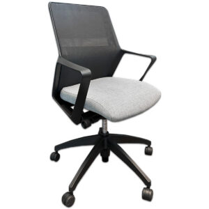 Used Gray Upholstered Mesh Back Conference Chair with Fixed Arms The Used Gray Upholstered Mesh Back Conference Chair with Fixed Arms provides comfortable seating for meetings and collaborative workspaces. Featuring a breathable mesh backrest, cushioned gray fabric seat, and fixed armrests, this chair offers support during extended meetings. The five-star rolling base allows for easy movement and repositioning. Breathable black mesh backrest with cushioned gray upholstered seat Fixed armrests with height-adjustable seating Five-star rolling base with swivel functionality Dimensions: 24" W × 21" D × 37–41" H Mainly for commercial use. Recommended for conference rooms, meeting areas, private offices, and collaborative workspaces.