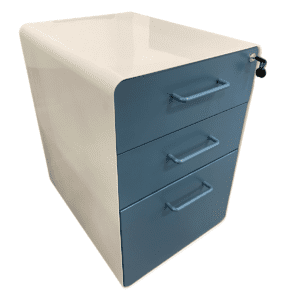 Two Tone White & Blue Mobile Box, Box, File Pedestal