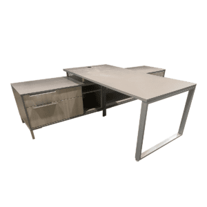 Gallery Used 71"W Two-Tone Executive Credenza Desk W/ Metal O-Leg