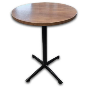 Used 30" National Round Bistro Breakroom Table - Walnut\ Black  Used National round bistro breakroom table featuring a walnut laminate top and black "x" base. The compact footprint works well in cafés, breakrooms, touchdown spaces, and small meeting areas. Round walnut laminate work surface Black "x" base Commercial-grade construction Dimensions: 36" Diameter × 42"H Perfect for breakrooms, cafés, employee lounges, and small collaboration areas.