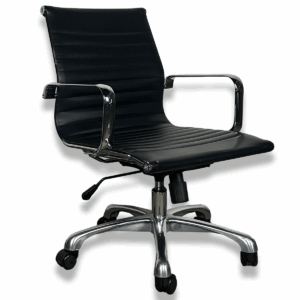 Used Black Vinyl Conference Chair with Polished Metal Frame