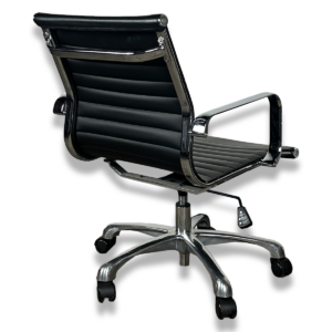 Gallery Used Black Vinyl Conference Chair with Polished Metal Frame